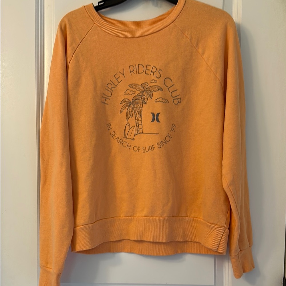 Hurley Orange Crewneck Sweater with Vintage Graphic